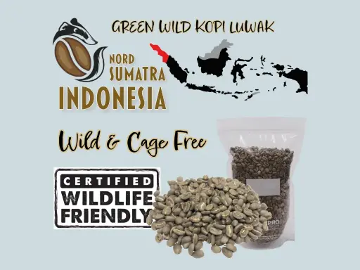[COGR-WJB-SANAT-10kg] Rohkaffee "LUWAK" WILD Zertifiziert, Da'Gabo, Grade 1 TP, Nord Sumatra Indonesia, Gewaschen
